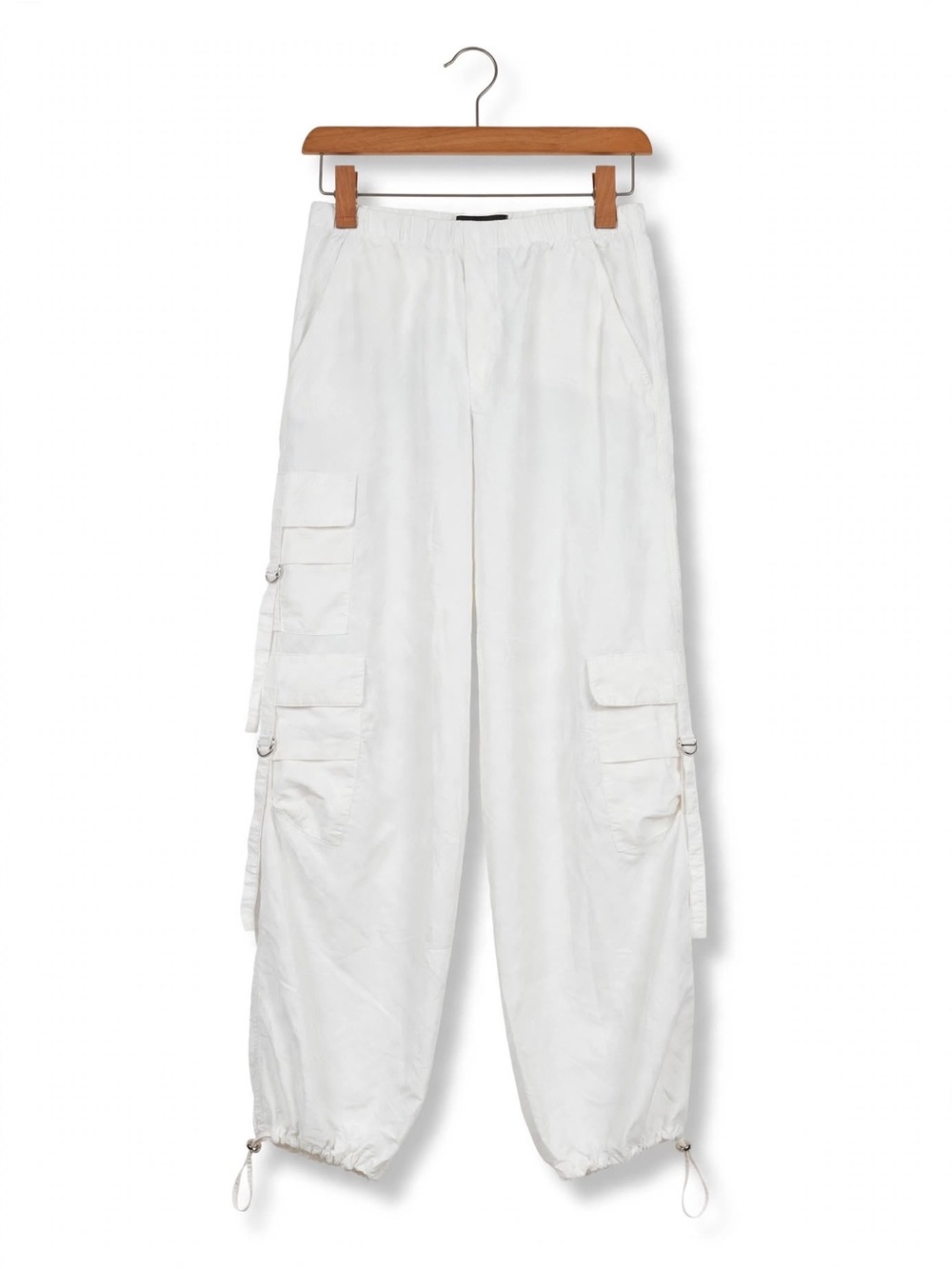 Zara white cargo parachute pants size M wide leg baggy Y2K with drawstring